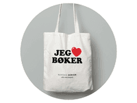 Foto av handlenett med tekst Jeg elsker bøker