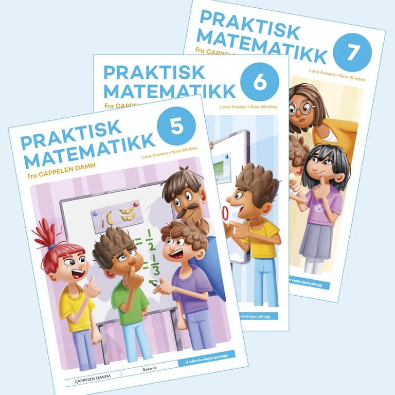Omslag Praktisk matematikk 5, 6 og 7 fra Cappelen Damm Undervisningsopplegg av Lone Anesen og Nina Winther (Ukjent)