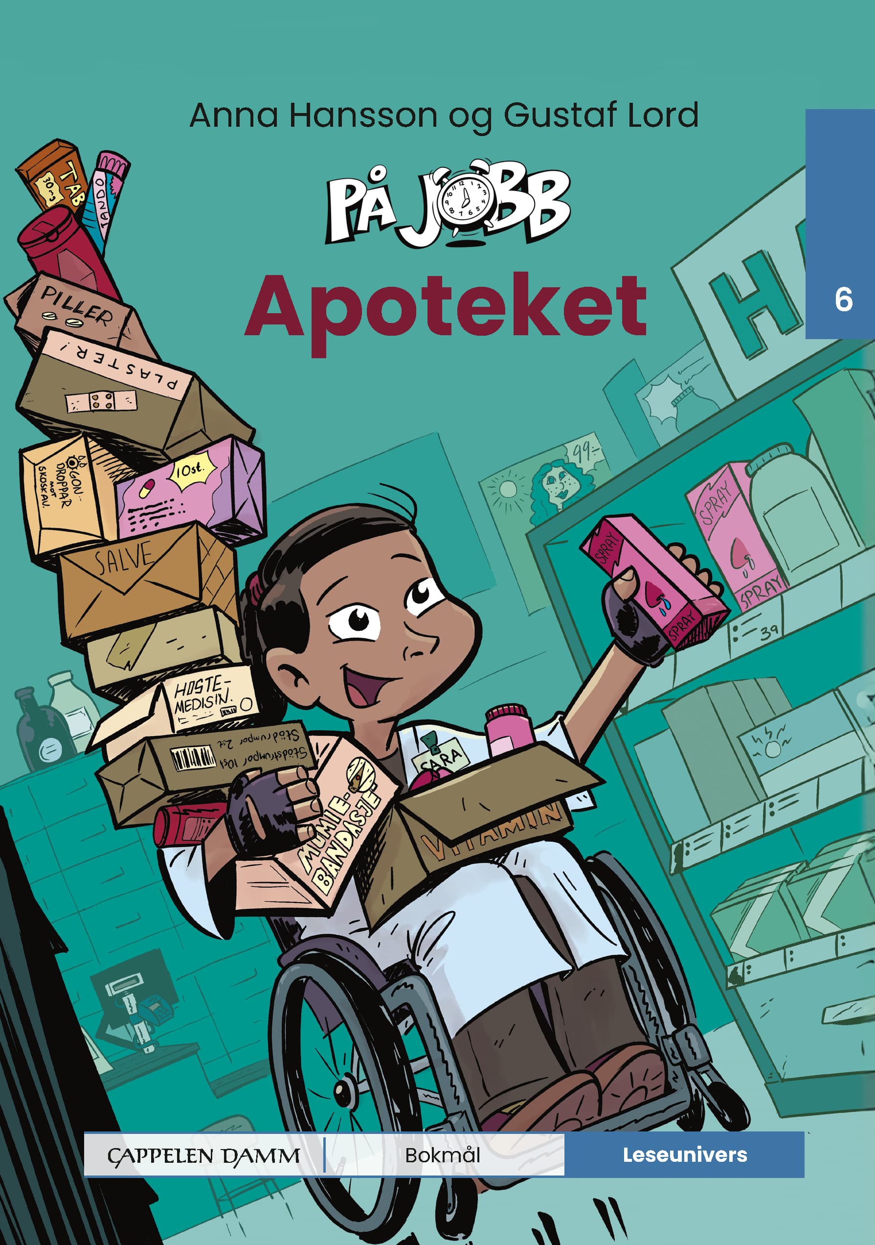 Omslag Leseunivers 6: På jobb - Apoteket av Anna Hansson (Innbundet)