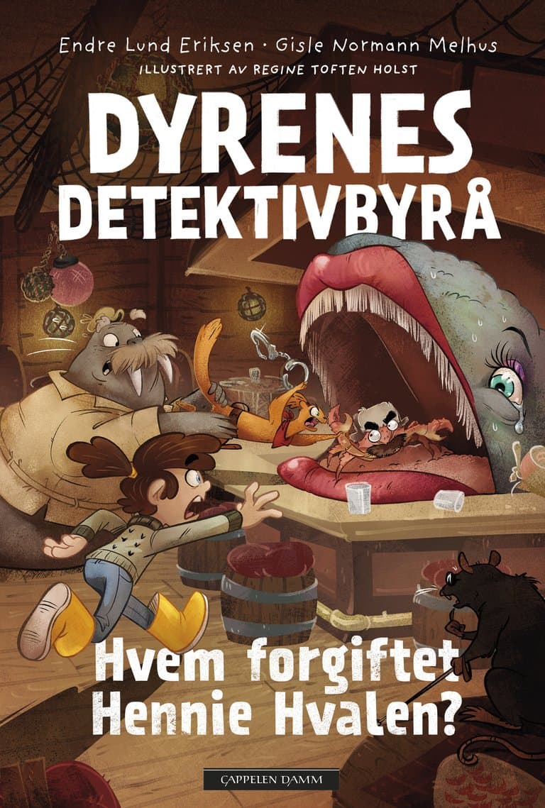 Omslag Dyrenes Detektivbyrå: Hvem forgiftet Hennie Hvalen? av Endre Lund Eriksen og Gisle Normann Melhus (Innbundet)