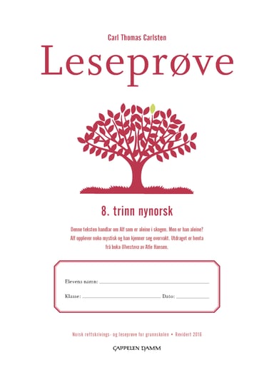 Omslag av "Leseprøve 8. trinn nynorsk"