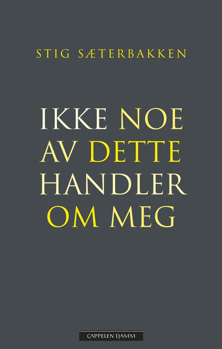 Omslag Ikke noe av dette handler om meg av Stig Sæterbakken (Ebok)