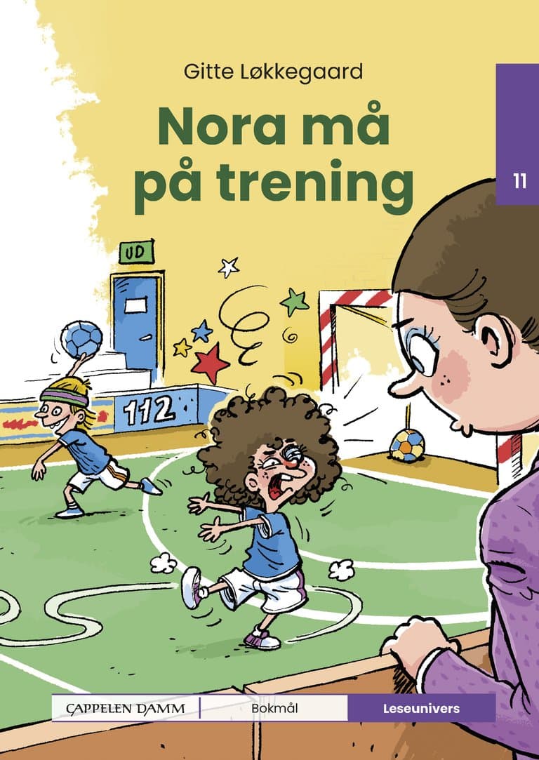 Omslag Leseunivers 11: Nora må på trening av Gitte Løkkegaard (Innbundet)