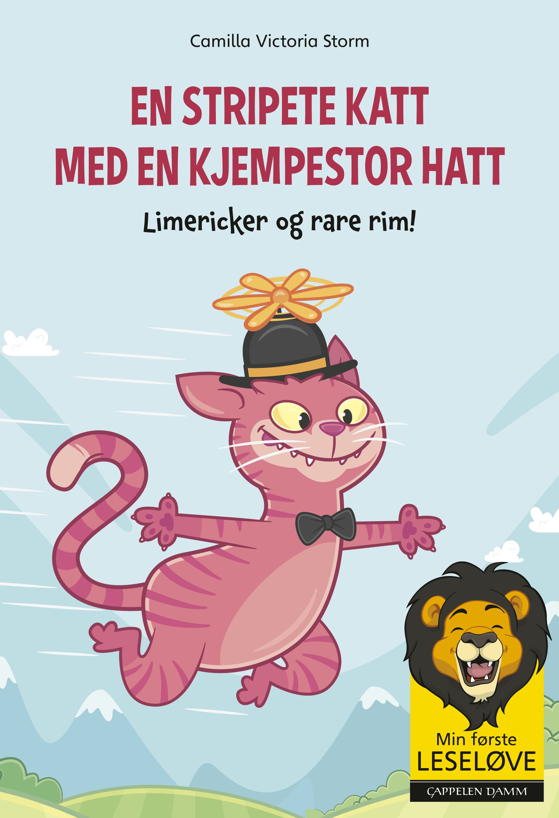 Omslag Min første leseløve - En stripete katt med en kjempestor hatt av Camilla Victoria Storm (Innbundet)
