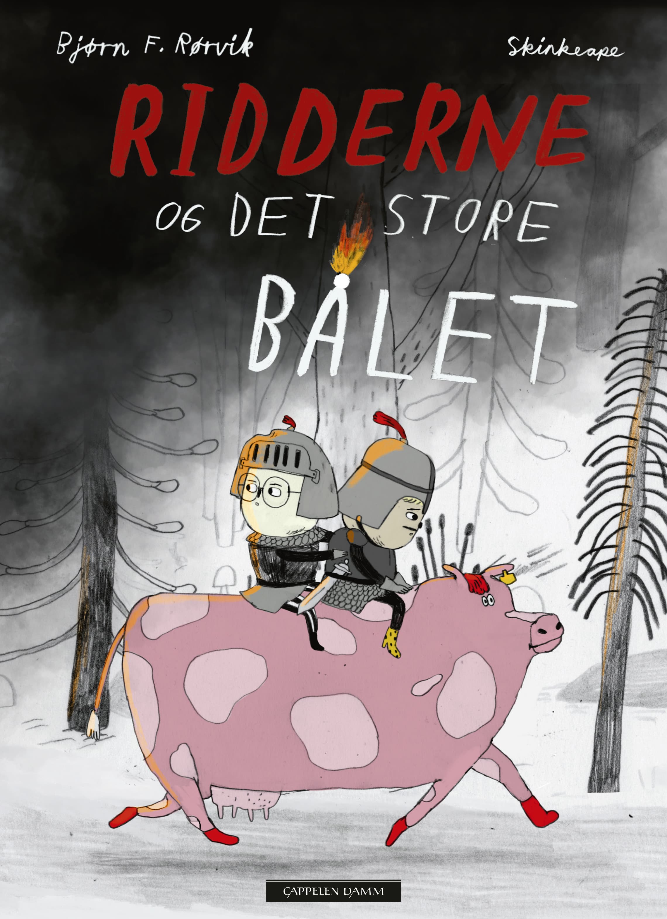 Omslag Ridderne og det store bålet av Bjørn F. Rørvik og Marianne Gretteberg Engedal (Ebok)