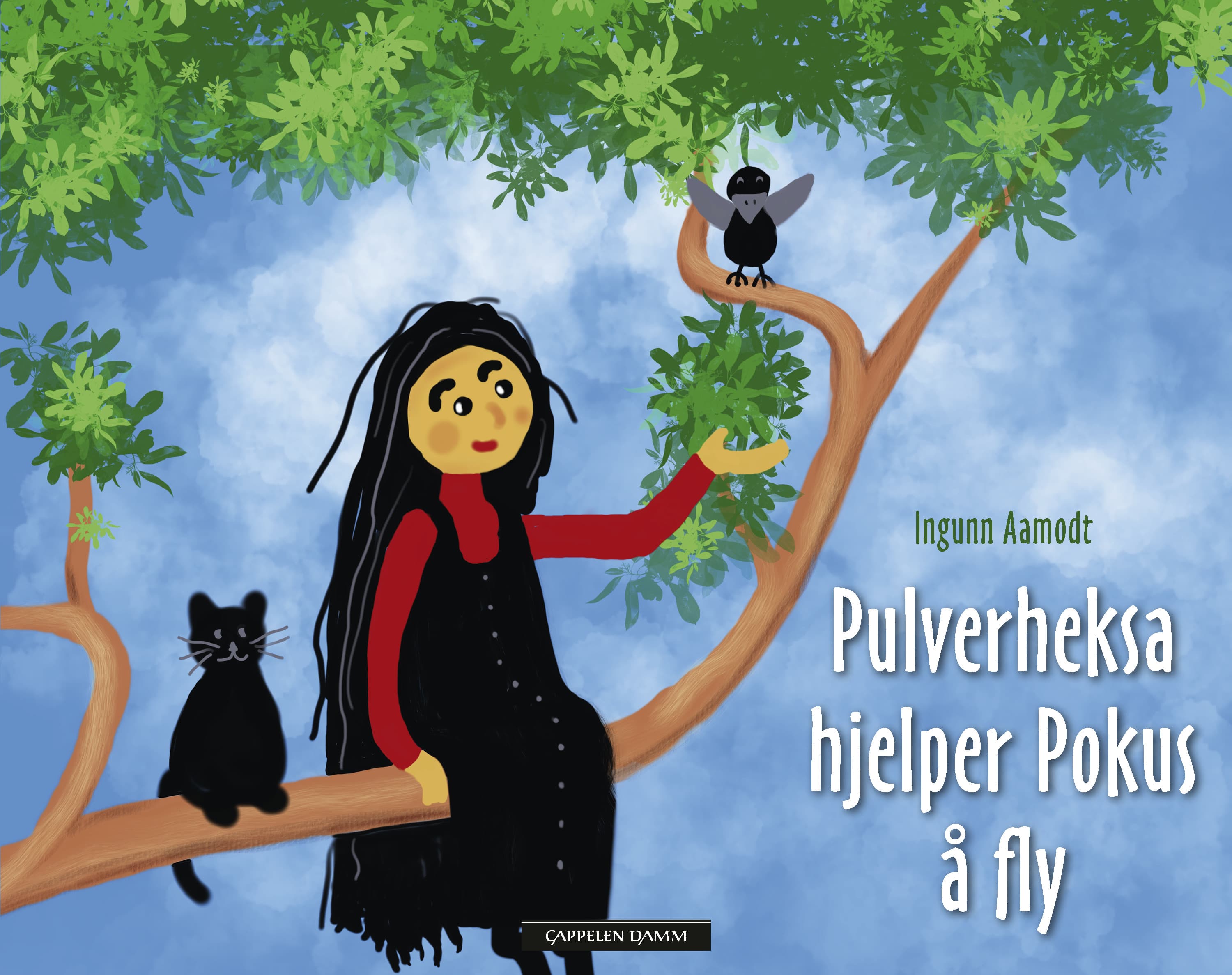 Omslag Pulverheksa hjelper Pokus å fly av Ingunn Aamodt (Innbundet)