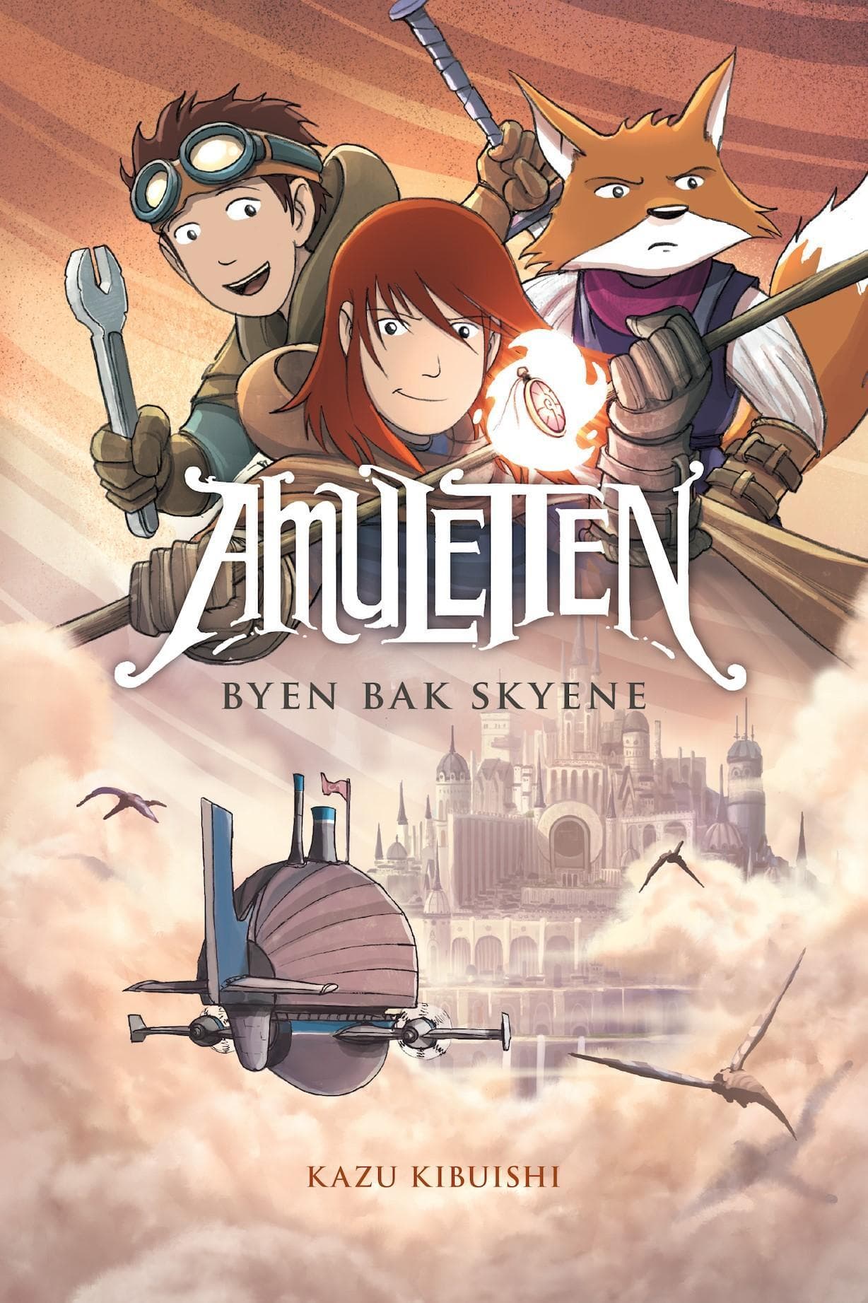Omslag Amuletten 3: Byen bak skyene av Kazu Kibuishi (Innbundet)