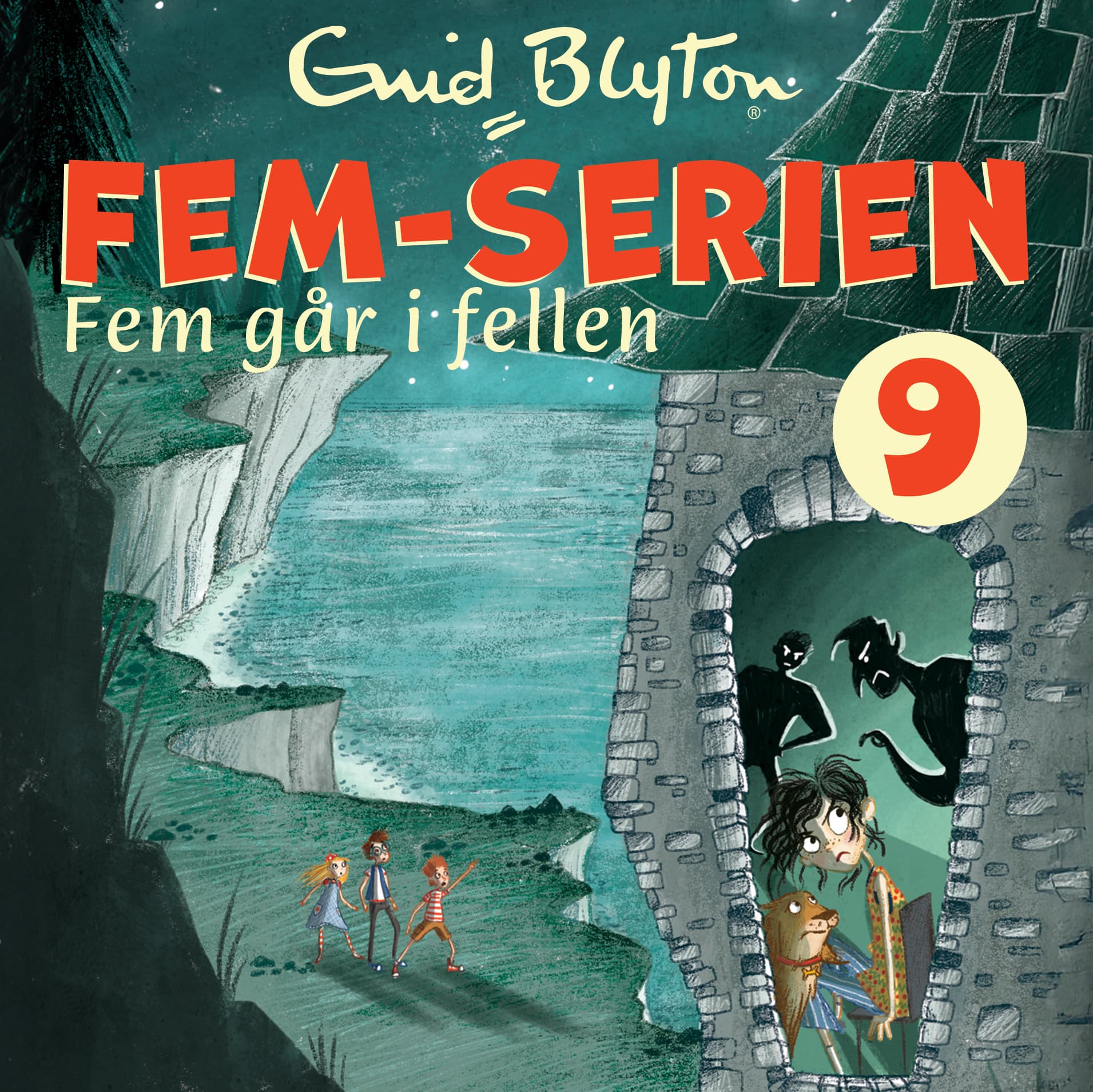 Omslag Fem går i fellen av Enid Blyton (Lydbok)
