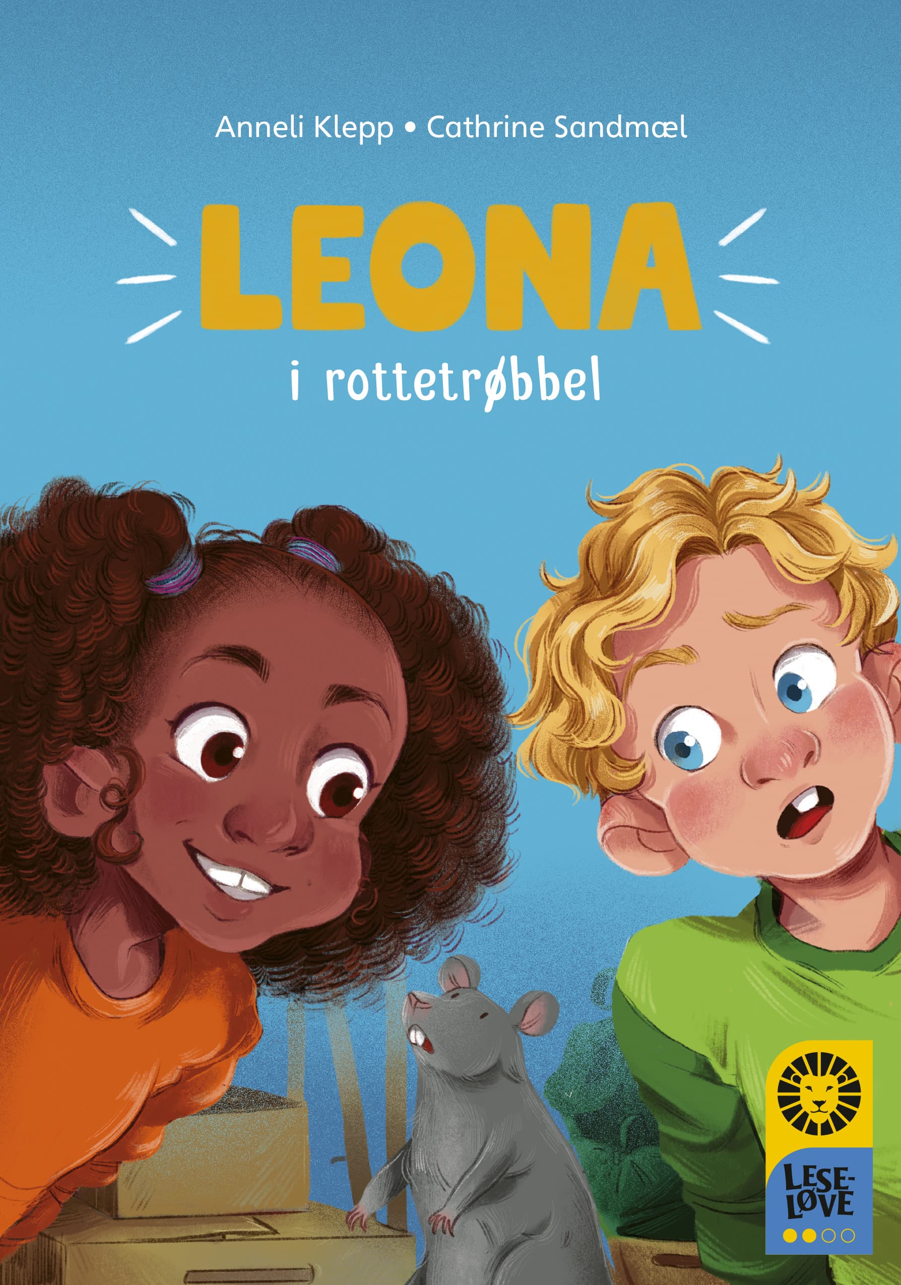 Omslag Leseløve nivå 2 - Leona i rottetrøbbel av Anneli Klepp (Innbundet)